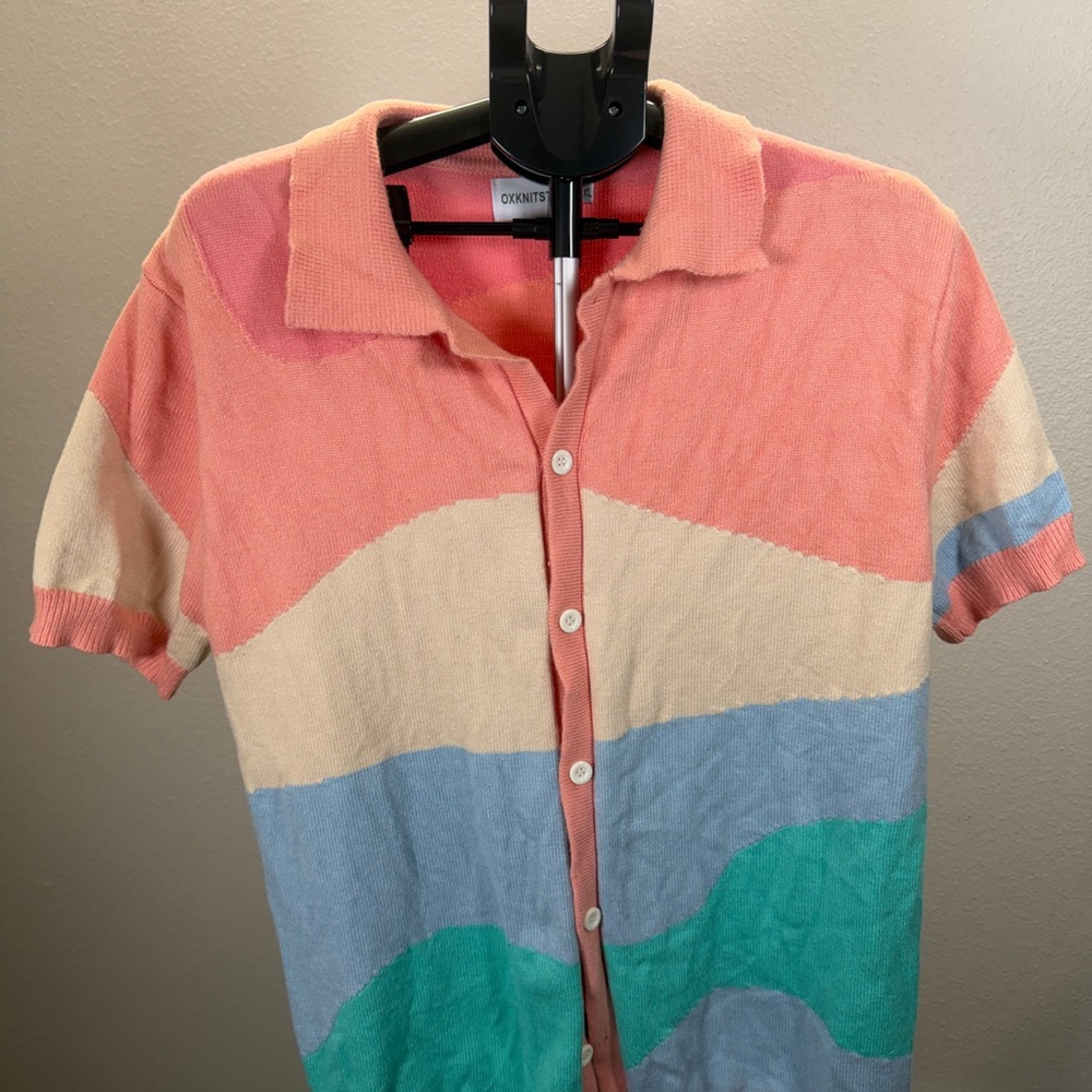 Women's Colorful Button Down Sweater - Picture 2 of 12